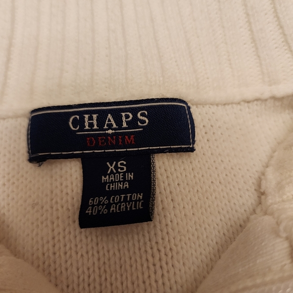 Chaps White Cable Knit Ribbed Zip-Up Sweater Size XS - Picture 6 of 13